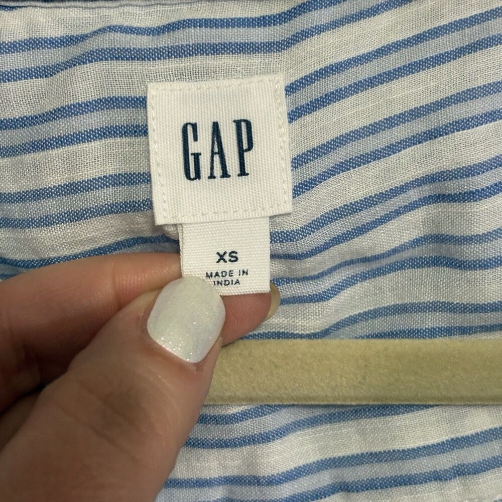 GAP Womens XS Top Bundle Short Sleeve Light Blue White Stripe + Gray Tank Henley - Picture 6 of 16